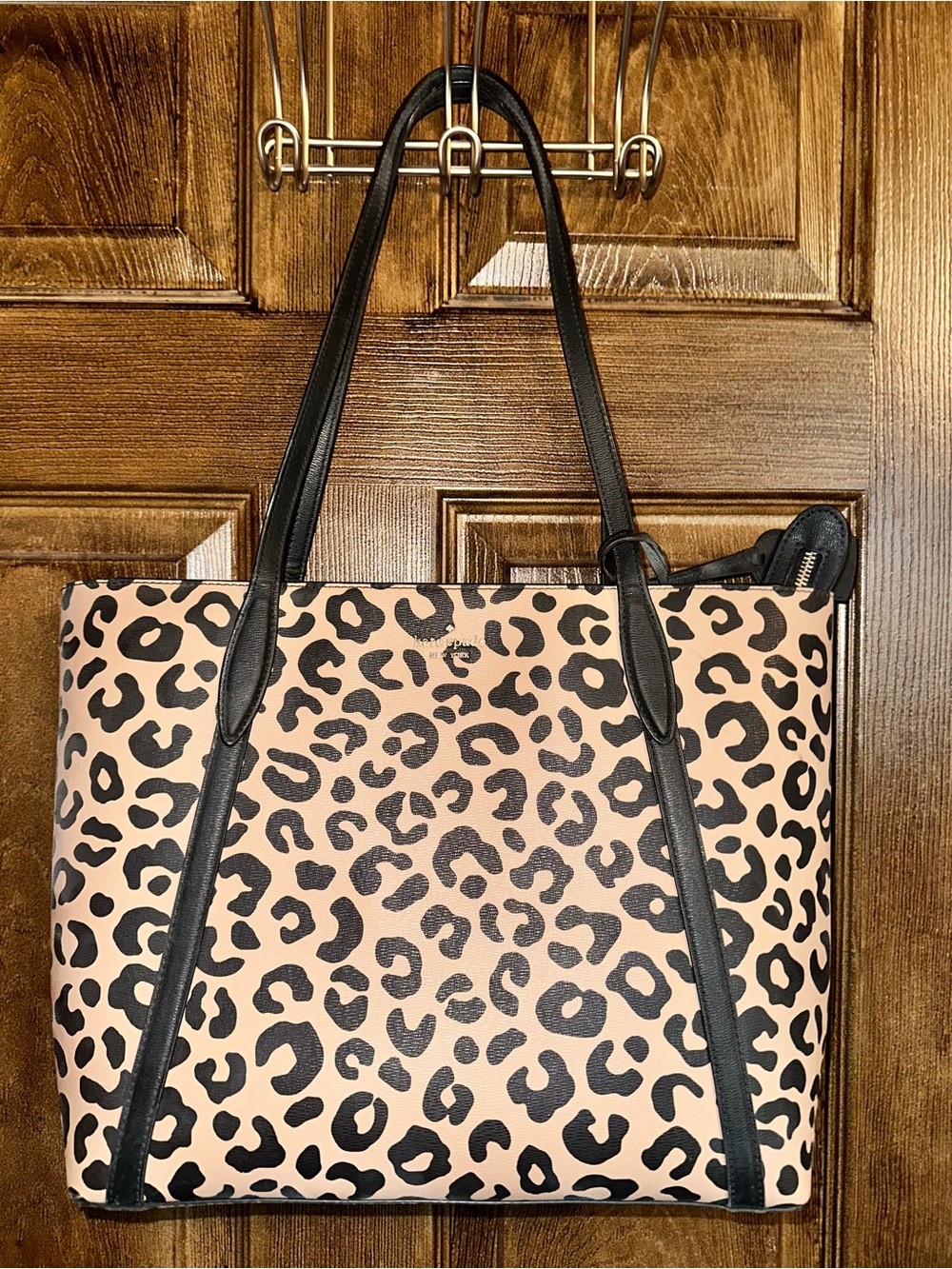 Kate Spade Leopard Print Tote Bag with Black Trim - Women's Shoulder Bag